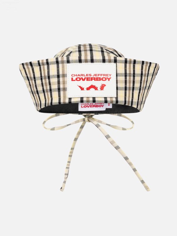 SAILOR HAT in BEIGE YELLOW TARTAN
