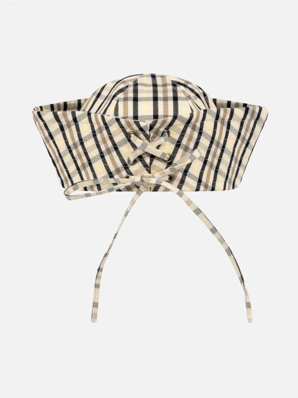 SAILOR HAT in BEIGE YELLOW TARTAN