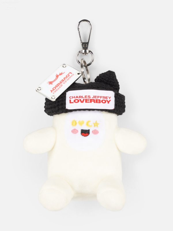 GROMLIN PLUSH KEYRING in ECRU BLACK