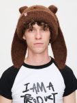 ALPACA CHUNKY RABBIT BEANIE in BROWN