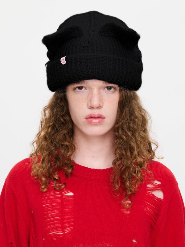ALPACA CHUNKY EARS BEANIE EXCLUSIVE in BLACK