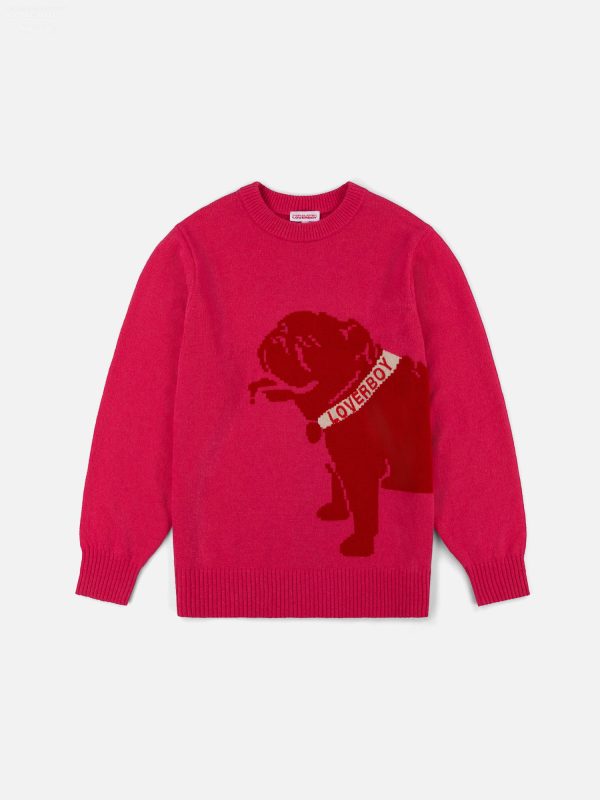 GRAPHIC SWEATER in PINK RED BULLDOG