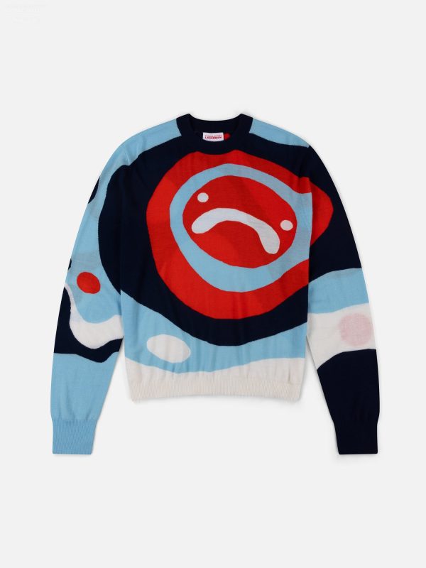 SMILEY SWEATER in RED BLUE NAVY ECRU