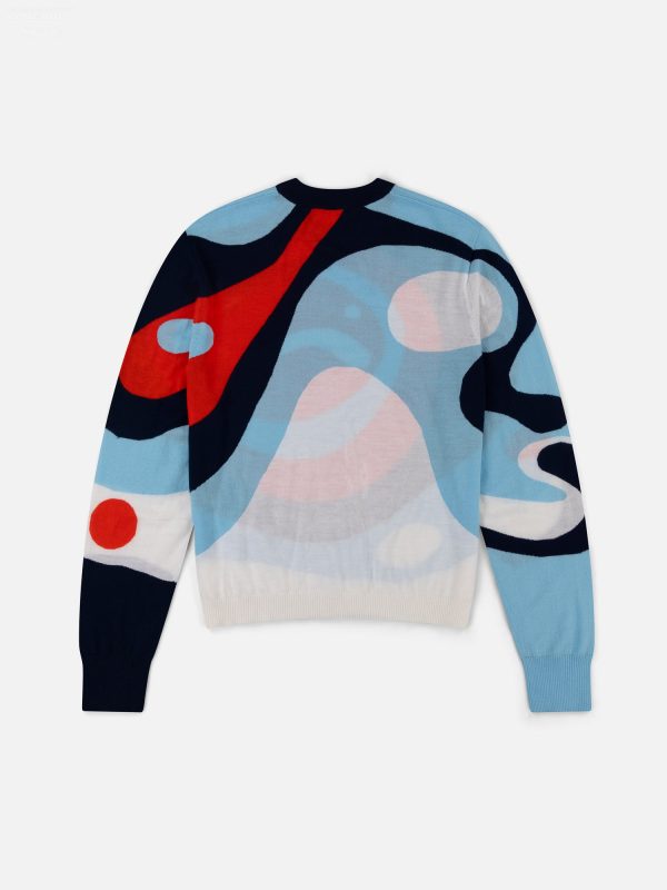 SMILEY SWEATER in RED BLUE NAVY ECRU