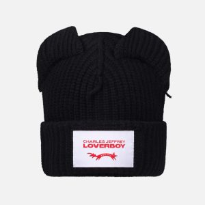 SUPERSIZED CHUNKY EARS BEANIE in BLACK