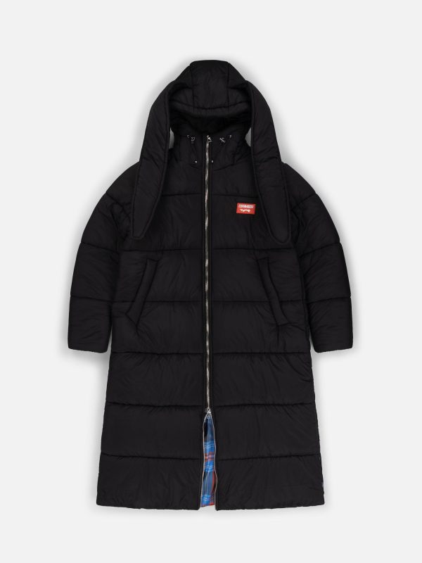 LONG BUNNY PUFFER JACKET in BLACK