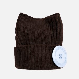 BOX BEANIE in BROWN LIGHT BLUE