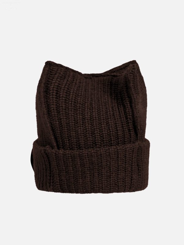 BOX BEANIE in BROWN LIGHT BLUE
