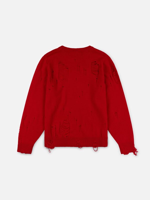 DISTRESSED LOGO JUMPER in RED