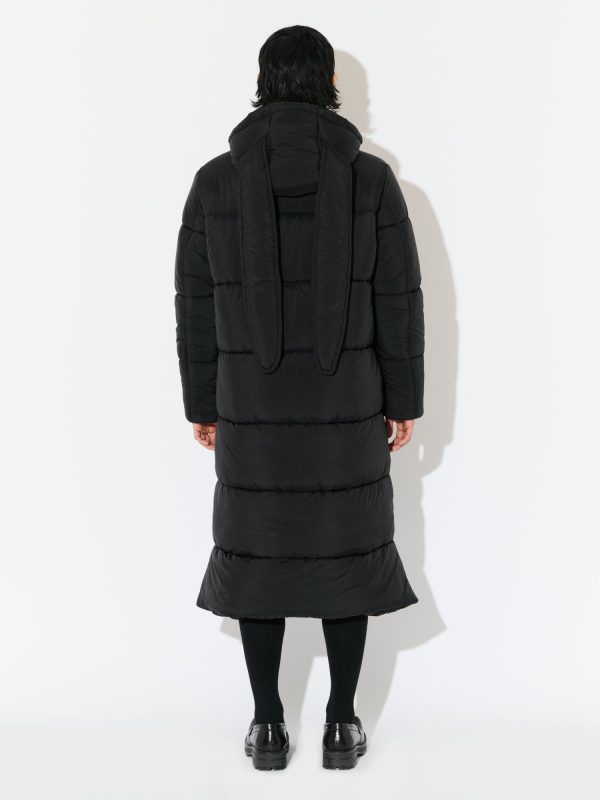 LONG BUNNY PUFFER JACKET in BLACK