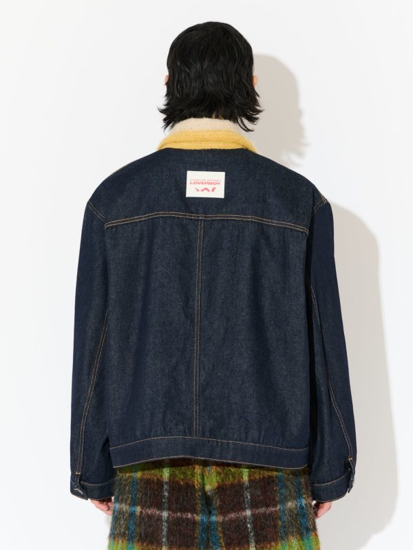DENIM JACKET WITH KNITTED COLLAR in BLUE