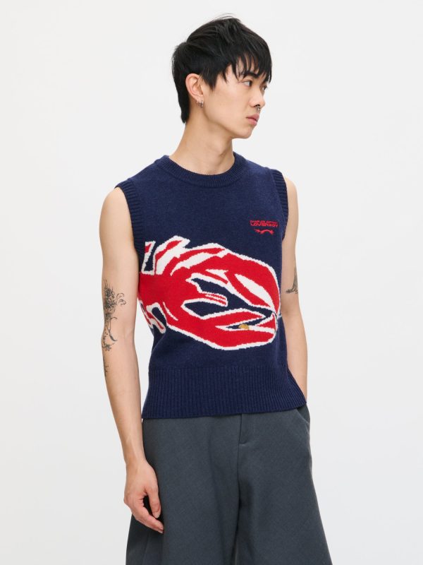 GRAPHIC VEST in NAVY RED