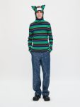 RIBBED EARS BALACLAVA JUMPER in GREEN NAVY