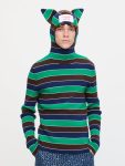 RIBBED EARS BALACLAVA JUMPER in GREEN NAVY