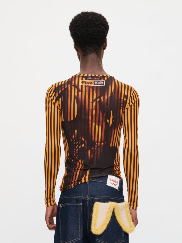 POWERMESH LONG SLEEVE TEE in ORANGE BLACK