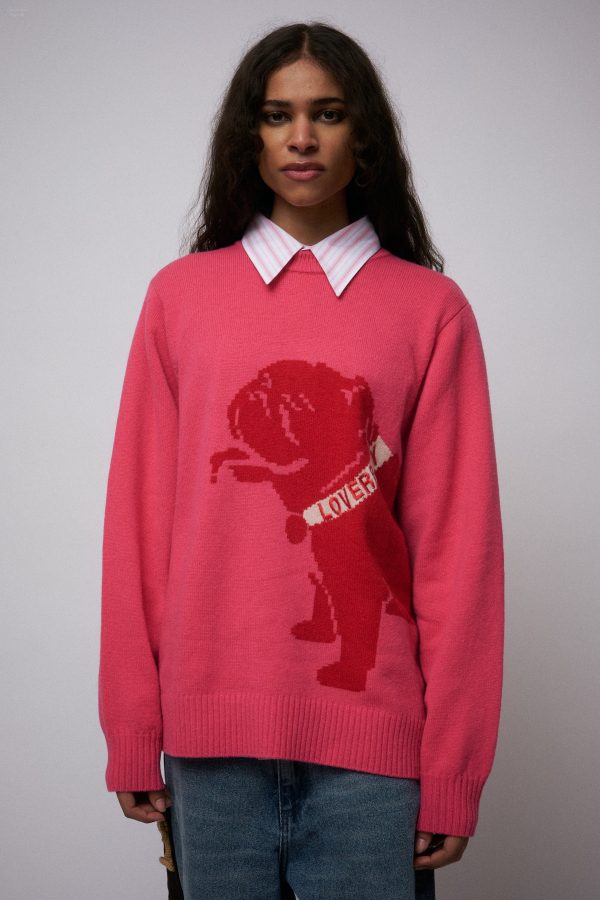 GRAPHIC SWEATER in PINK RED BULLDOG