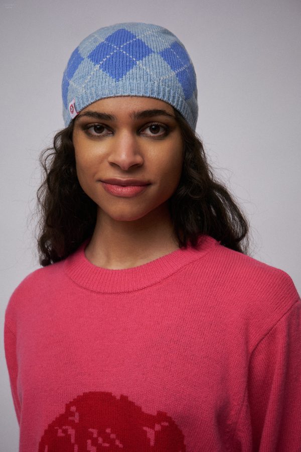 ARGYLE RIB BEANIE EXCLUSIVE in LIGHT BLUE