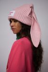 CHUNKY RABBIT BEANIE in PINK GREEN