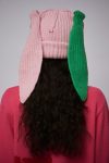 CHUNKY RABBIT BEANIE in PINK GREEN