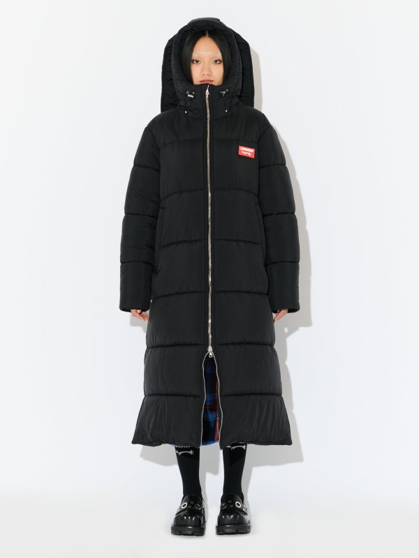 LONG BUNNY PUFFER JACKET in BLACK