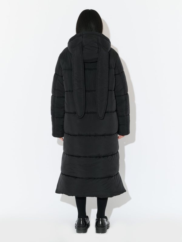 LONG BUNNY PUFFER JACKET in BLACK