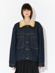DENIM JACKET WITH KNITTED COLLAR in BLUE