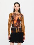 POWERMESH LONG SLEEVE TEE in ORANGE BLACK