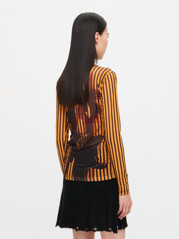 POWERMESH LONG SLEEVE TEE in ORANGE BLACK