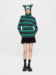RIBBED EARS BALACLAVA JUMPER in GREEN NAVY
